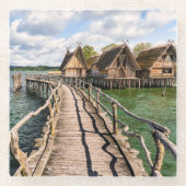 Wasser | Stilhäuser über dem Wasser Glasuntersetzer (Vorderseite)