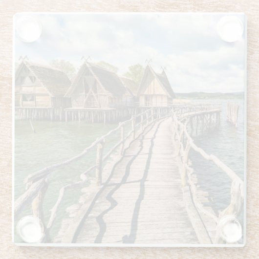 Wasser | Stilhäuser über dem Wasser Glasuntersetzer (Rückseite)
