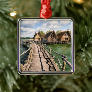 Wasser Stilhäuser über dem Wasser Ornament Aus Metall