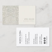 WASSER SUBTLE GRAY WHITE DAMASK FLORAL PATTERN VISITENKARTE (Vorne/Hinten)
