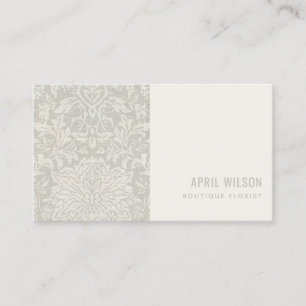 WASSER SUBTLE GRAY WHITE DAMASK FLORAL PATTERN VISITENKARTE