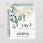 WASSER SUBTLE IVORWEISSER BLUMENBUNCH SAVE THE DAT ANKÜNDIGUNGSPOSTKARTE (Vorne/Hinten)