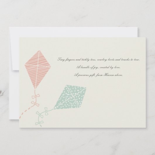 WASSER SUBTLE PINK BLUE KITE BABY SPRINKEL EINLADUNG (Rückseite)