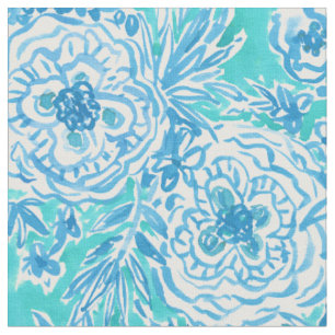 WASSER-TANZ Aqua Whimsical Floral Wasserfarbe Stoff