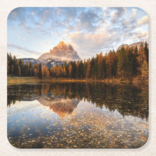 Wasser   Tre Cime Di Lavaredo Italien Rechteckiger Pappuntersetzer