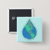 Wasser-Tropfen-Erdknopf Button (Vorne & Hinten)