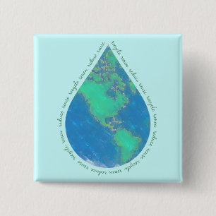 Wasser-Tropfen-Erdknopf Button