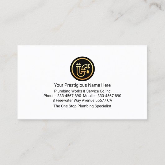 Wasser Tropfen Gold Symbol Klempnergrenze Visitenkarte (Rückseite)
