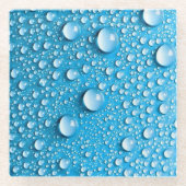Wasser tropft auf blau | Untersetzer aus Glas (Vorderseite)