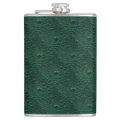 Wasser tropft auf grünem Metall Flachmann (Vorderseite)