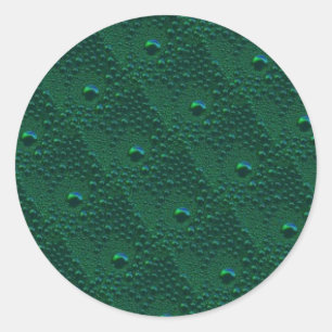 Wasser tropft auf grünem Metall Runder Aufkleber