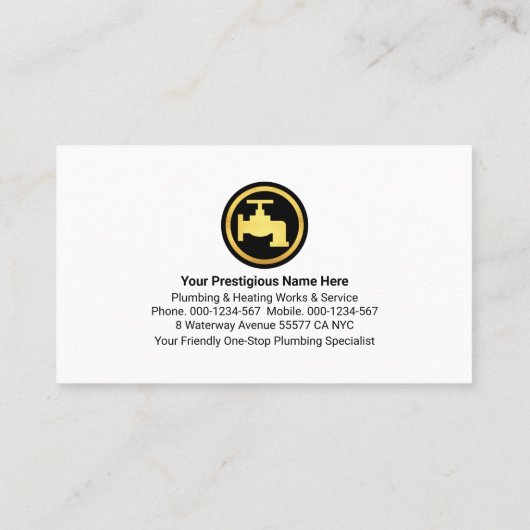 Wasser tropft blaue Schicht Gold Faucet Visitenkarte (Rückseite)