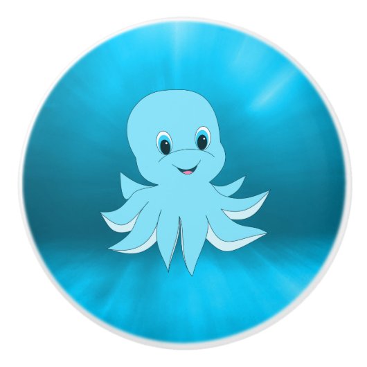 Wasser und Babytopus Keramikknauf (Vorderseite)