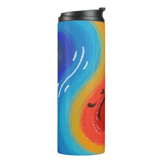 Wasser und Feuer sind wie Yin und Yang in Harmonie Thermosbecher (Nach links gedreht)