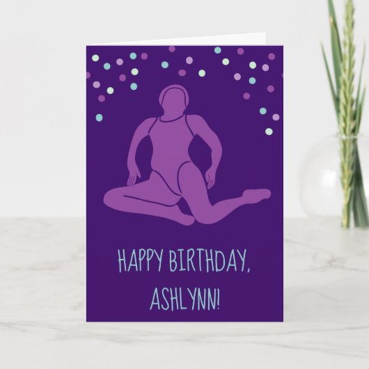 Wasser und Lila Synchronschwimmen Personalisiert Karte (Vorderseite)