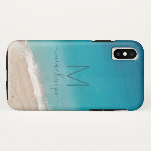 Wasser und Sand mit Aquamarinem Blau Personalisier Case-Mate iPhone Hülle (Rückseite (Horizontal))