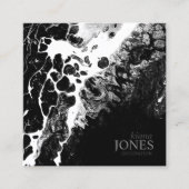 Wasser und Stein Abstrakt Schwarz/Weiß-ID793 Quadratische Visitenkarte (Vorderseite)