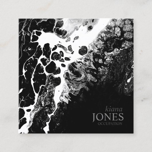 Wasser und Stein Abstrakt Schwarz/Weiß-ID793 Quadratische Visitenkarte (Vorderseite)