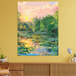 Wasser von Claude Monet, Sonnenuntergang, farbenfr Leinwanddruck