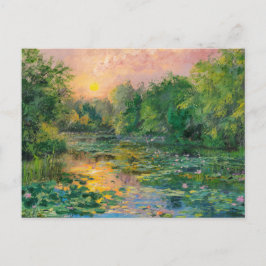 Wasser von Claude Monet, Sonnenuntergang, farbenfr Postkarte