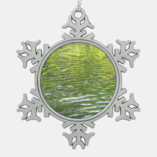Wasser von Oak Creek Gelb und Grün Naturfoto Schneeflocken Zinn-Ornament