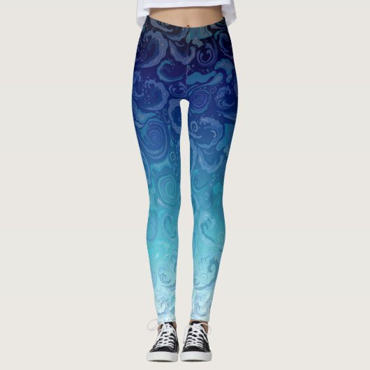 Wasser-Wirbel auf verblassendem blauem Hintergrund Leggings (Vorderseite)