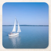 Wasser | Yacht am Plattensee Ungarn Rechteckiger Pappuntersetzer (Vorderseite)