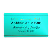 Wasseramrine & Gold Custom Wedding Mini Wine Label (Vorne)