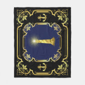 Wasseranker/Leuchtturm schwarz/gold/blau Fleecedecke (Vorderseite)