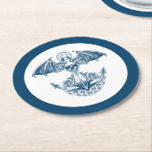 Wasseranker mit Schädel und Blume Runder Pappuntersetzer (Angewinkelt)