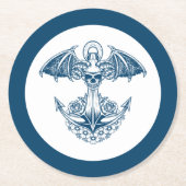 Wasseranker mit Schädel und Blume Runder Pappuntersetzer (Vorderseite)