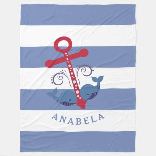 Wasseranker mit weißen Walen Fleecedecke (Vorderseite)