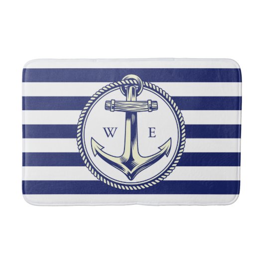 Wasseranker Seblau Streifen Badematte (Vorderseite)