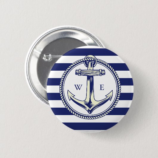 Wasseranker Seblau Streifen Button (Vorne & Hinten)