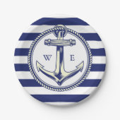 Wasseranker Seblau Streifen Pappteller (Vorderseite)