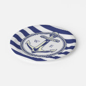 Wasseranker Seblau Streifen Pappteller (Schrägansicht)