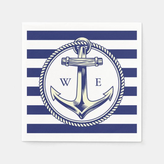 Wasseranker Seblau Streifen Serviette (Vorderseite)