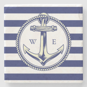 Wasseranker Seblau Streifen Steinuntersetzer