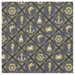 Wasseranker/Segelboot/Rad/Leuchtturm/Delphin Stoff