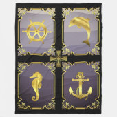 Wasseranker/Segelboot Rad/Seepferd/Delphin+ f Fleecedecke (Vorderseite)