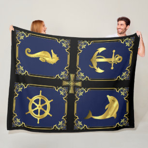 Wasseranker/Segelboot Rad/Seepferd/Delphin+ Fleecedecke