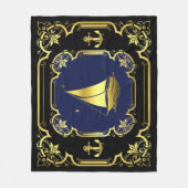 Wasseranker/Segelboot schwarz/gold/blau Fleecedecke (Vorderseite)