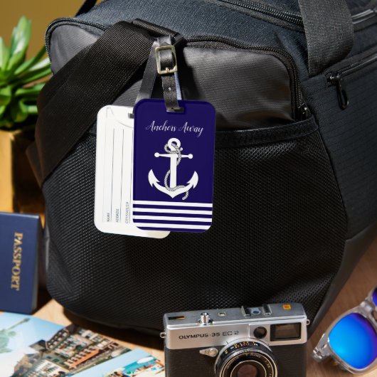 Wasseranker weg/Segelboot/blau Gepäckanhänger (Vorderseite & Rückseite)