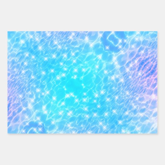 Wasserarme blaues Wasser Textur cool modernes Chic Geschenkpapier Set (Vorderseite 2)