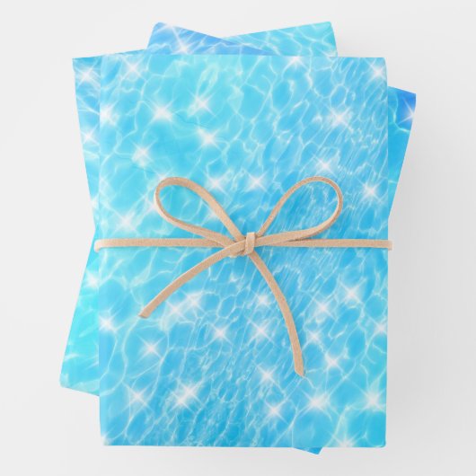 Wasserarme blaues Wasser Textur cool modernes Chic Geschenkpapier Set (Beispiel)