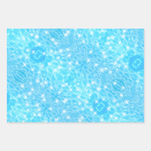 Wasserarme blaues Wasser Textur cool modernes Chic Geschenkpapier Set (Vorderseite 3)