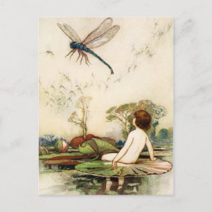 Wasserbaby und Libelle Postkarte