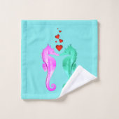Wasserbad/Rosa/Küssen Seepferde/Herzbad Badhandtuch Set (Waschlappen)