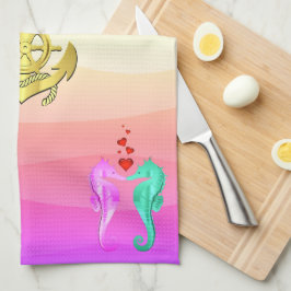 Wasserbad/Rosa/Küssen Seepferde/Herzbad Geschirrtuch