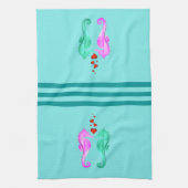 Wasserbad/Rosa/Küssen Seepferde/Herzbad Geschirrtuch (Vertikal)